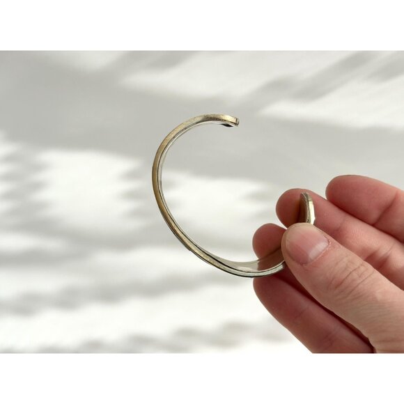 Abalone & Turquoise Hecho De Mexico Gold T Alpaca Silver Vintage Cuff Bracelet - Picture 13 of 16